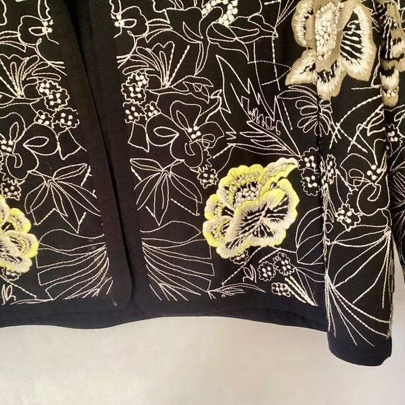 French Connection Floral Embroidery Long Sleeve Open Front jacket Black Size 10 - Picture 8 of 16